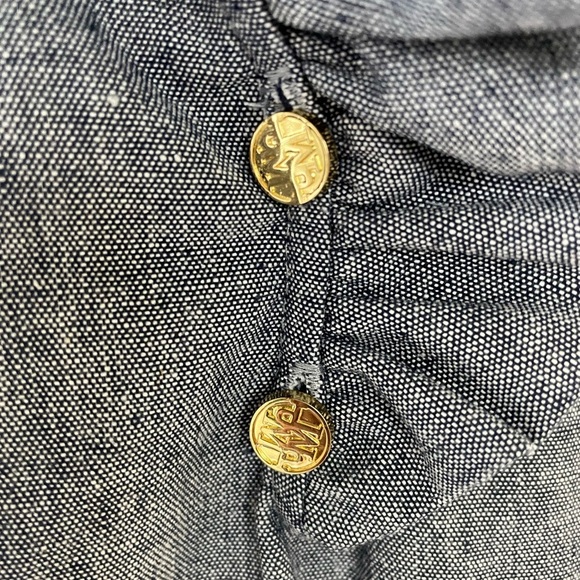 NWT Mud Pie, Large, Whitney Ruffle Collar Sleeveless Tunic, Gray Chambray - Picture 4 of 8